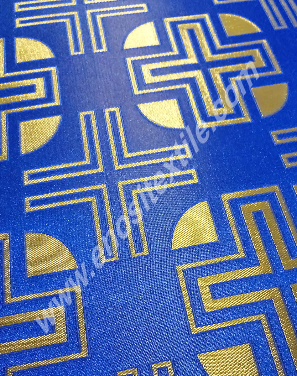 KL-008 Blue-Gold Brocade Fabrics